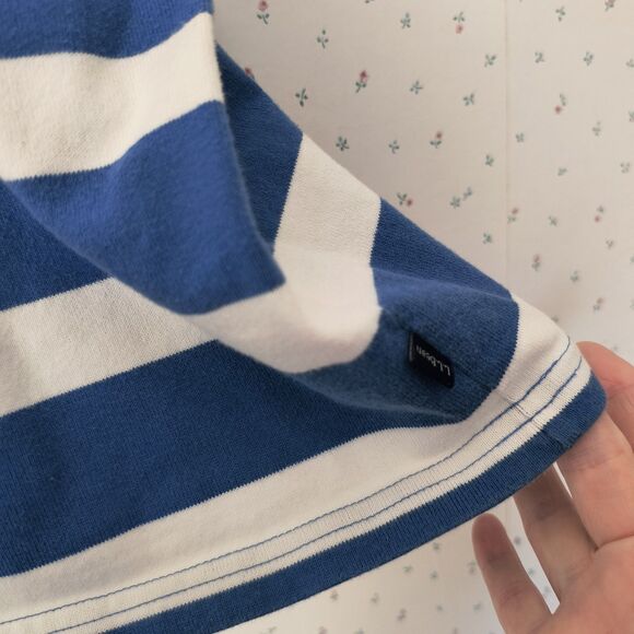 LL Bean Top Womens Size 2X Blue White Striped Cotton Breton Fisherman Coastal - Picture 6 of 10